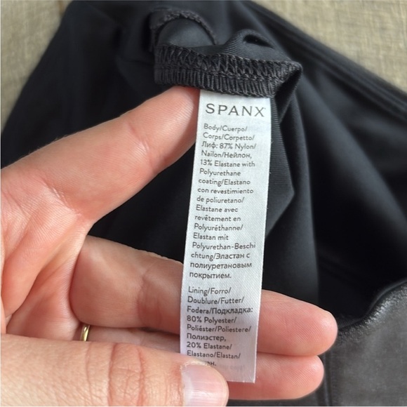 SPANXshape Shaping Faux Leather Black Leggings Size Medium. - Picture 5 of 5